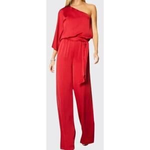Ramy Brook Tessa Jumpsuit One Shoulder Half Sleeve Red Size M